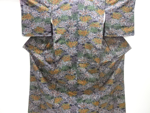 JAPANESE KIMONO / TSUMUGI / FLORAL PLANTS